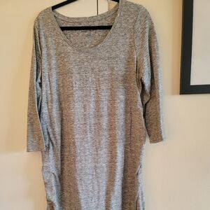 Liz Lange gray cotton stretch material maternity dress with side rouge size XXL